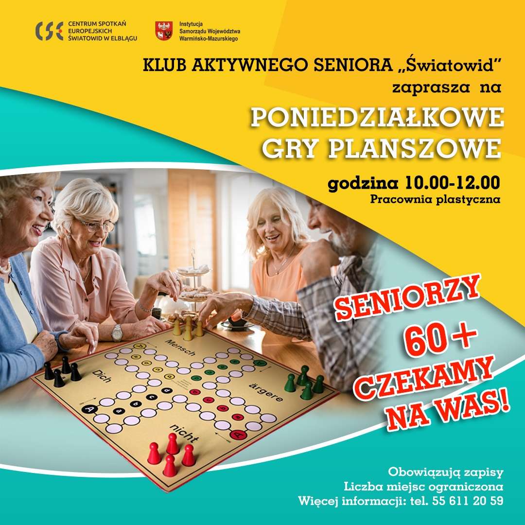 Klub Aktywnego Seniora zaprasza na planszówki do CSE „Światowid” w Elblągu