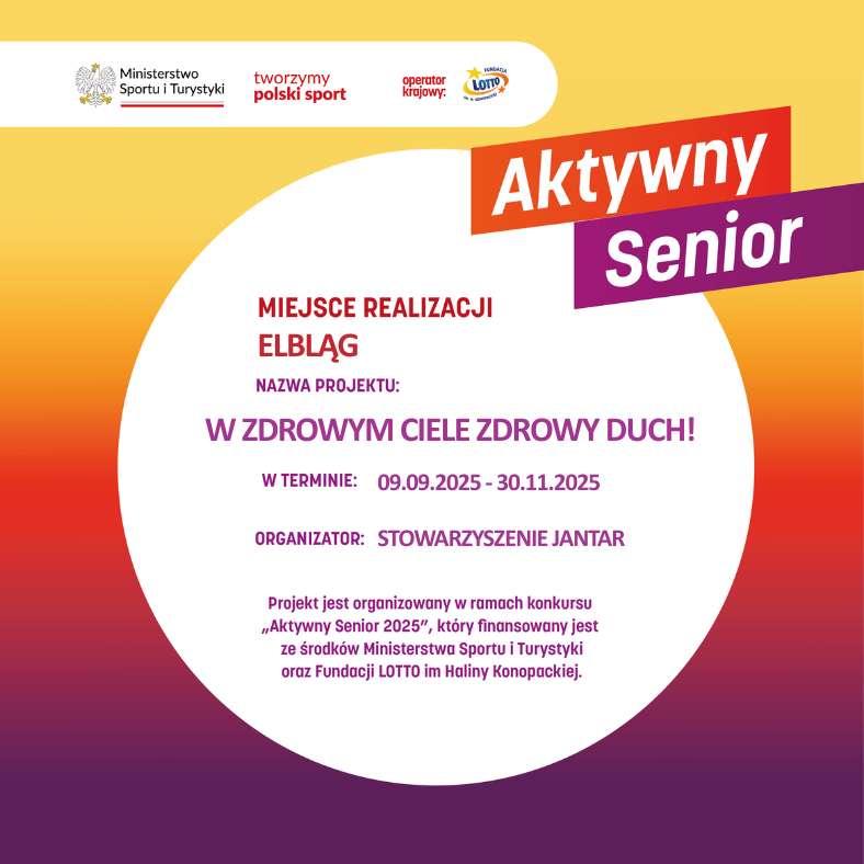 Zapraszamy seniorów do udziału w projekcie „W zdrowym ciele zdrowy duch!”
