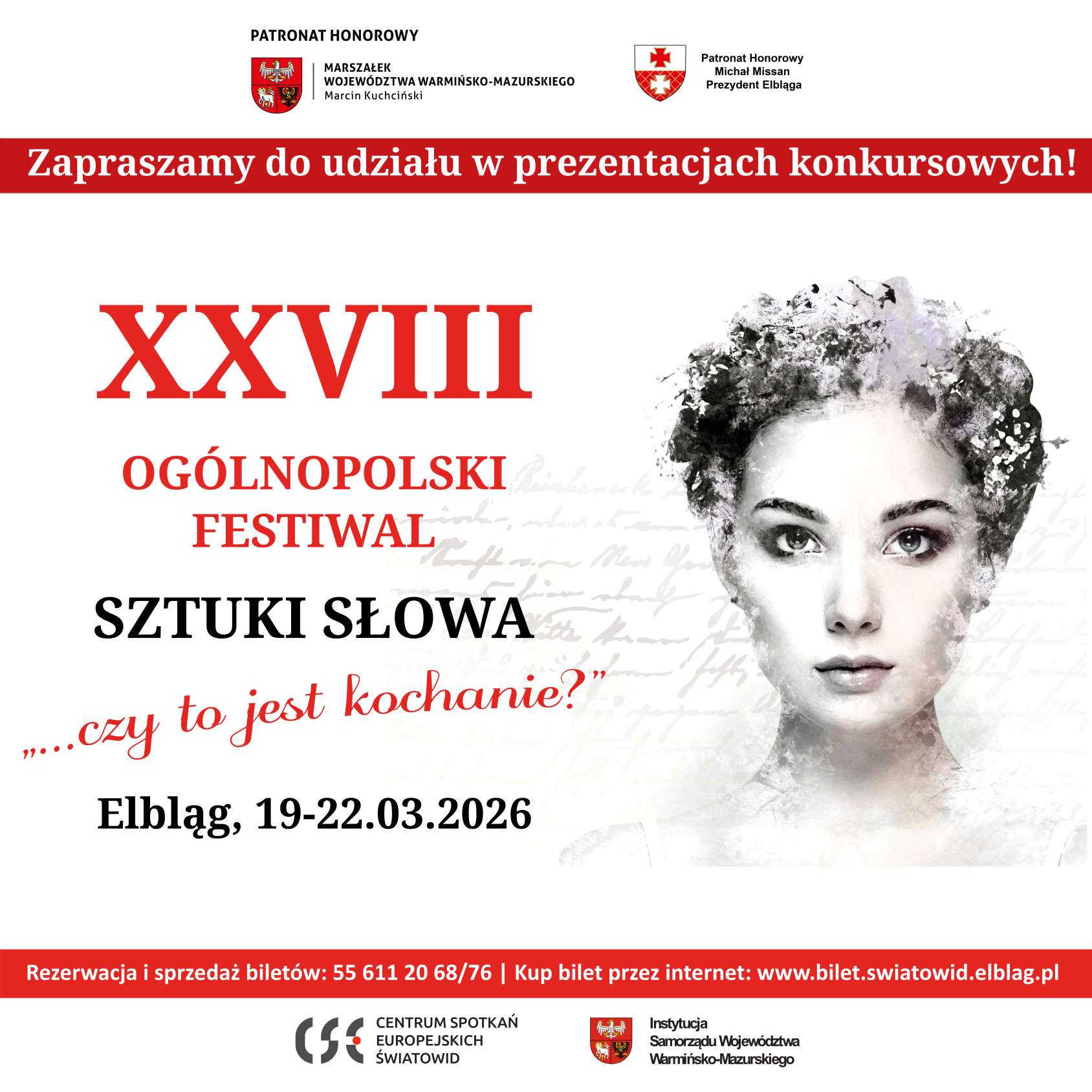XXVIII edycja Ogólnopolskiego Festiwalu Sztuki Słowa „...czy to jest kochanie?” – zapraszamy do udziału w prezentacjach konkursowych