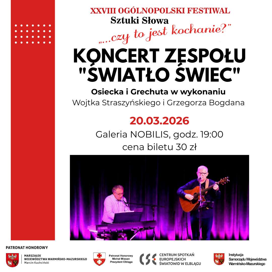 KONCERT ZESPOŁU „ŚWIATŁO ŚWIEC” – Wojtek Straszyński i Grzegorz Bogdan