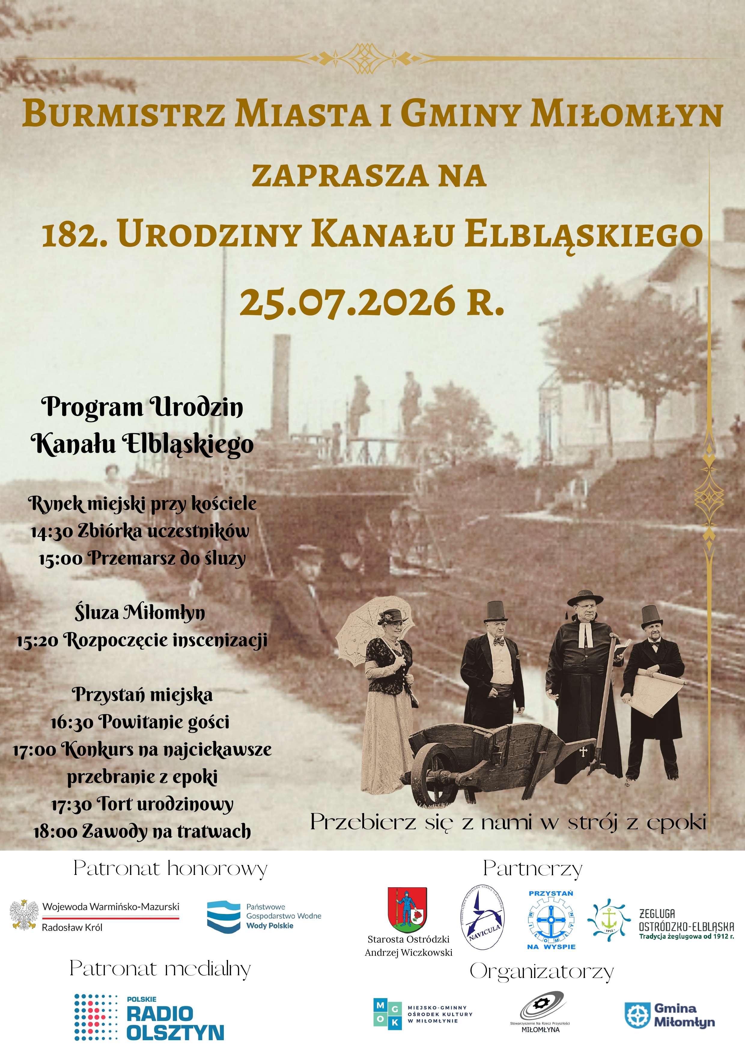 Miłomłyn zaprasza na 182. Urodziny Kanału Elbląskiego