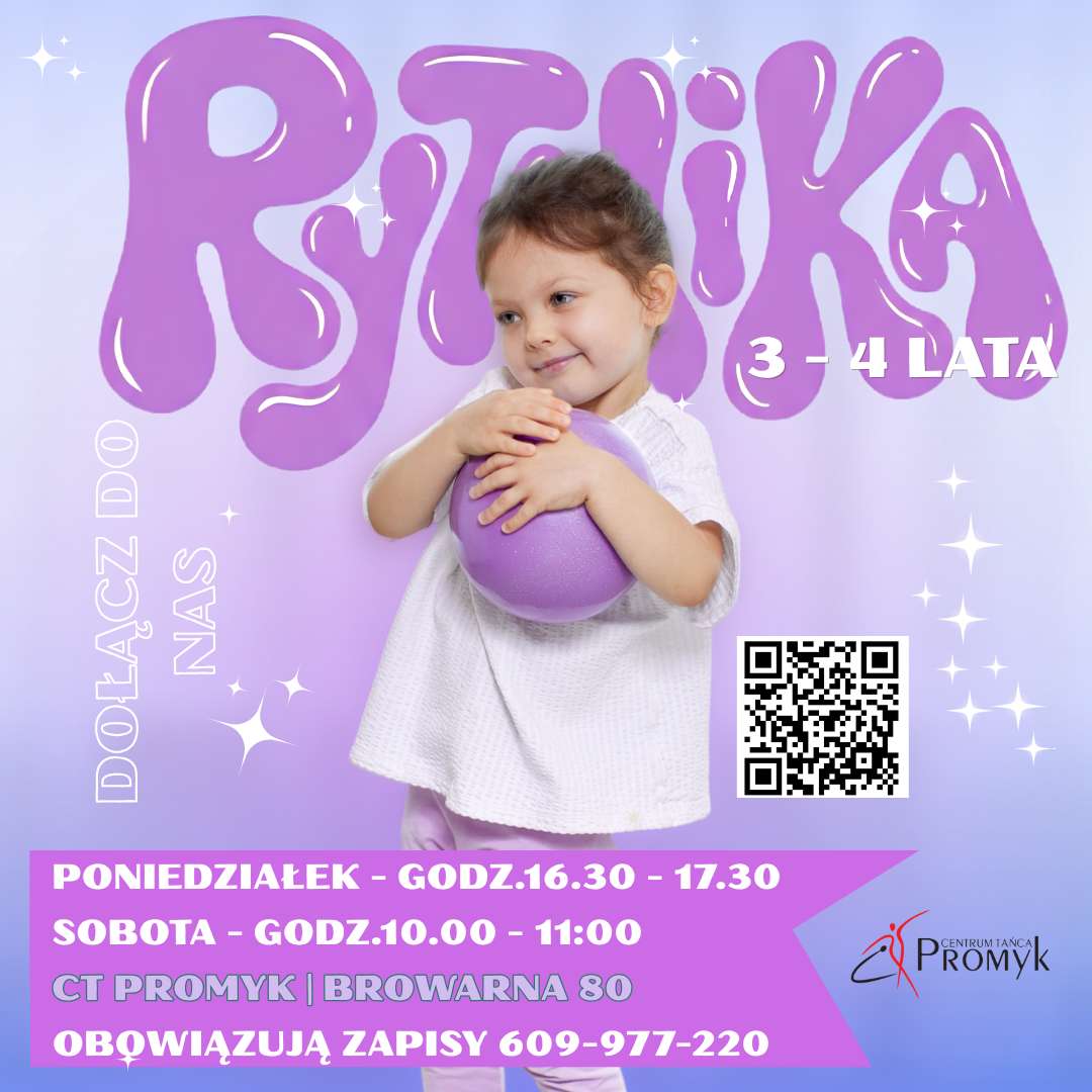 Rytmika dla dzieci w wieku 3–4 lat. Zajęcia także w soboty w Centrum Tańca Promyk