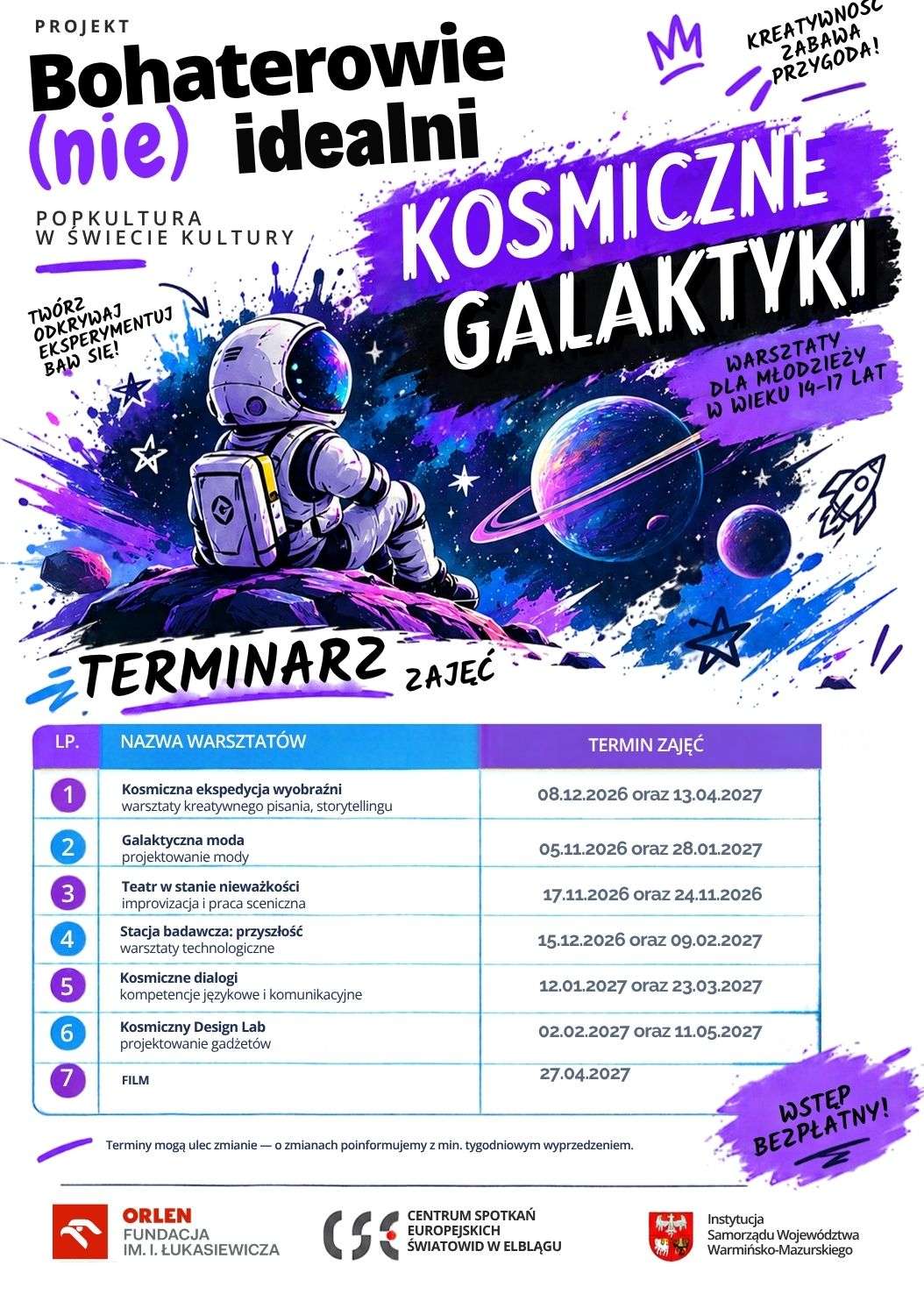 „Kosmiczne galaktyki” – rusza ostatni nabór na bezpłatne warsztaty dla młodzieży w wieku 14–17 lat!