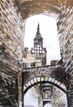 Motywy Elbląga piórkiem i tuszem