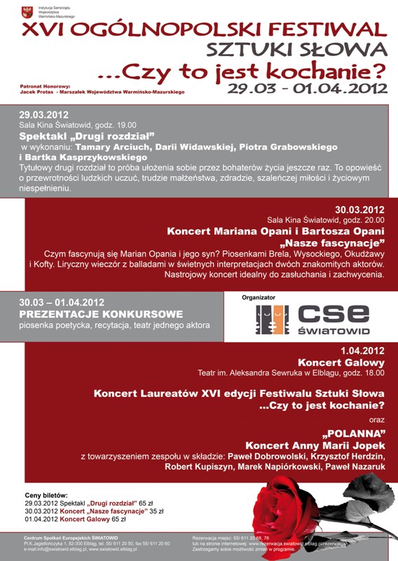 XVI Ogólnopolski Festiwal Sztuki Słowa ...Czy to jest kochanie?